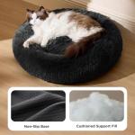 Washable Fluffy Cat Donut Bed - Grey 50x50cm