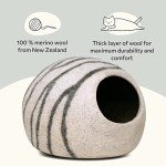 Cozy Merino Wool Cat Cave Bed - Light Grey