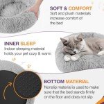 Cozy Fluffy Donut Cat Bed - Light Grey