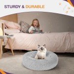 Cozy Fluffy Donut Cat Bed - Light Grey