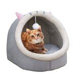 Cozy Semi-Enclosed Cat Igloo Bed with Cushion