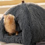 Cozy Fluffy Cat Cave Bed Tent - Dark Grey