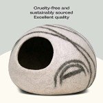 Cozy Merino Wool Cat Cave Bed - Light Grey