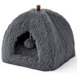 Cozy Fluffy Cat Cave Bed Tent - Dark Grey