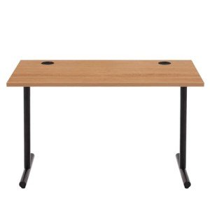 Beech and Black Frame Office Computer Desk