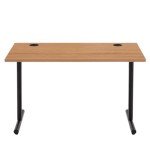 Beech and Black Frame Office Computer Desk