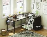L-Shaped Corner Desk with USB Port and Drawers