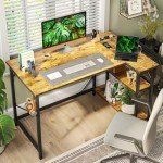 Compact L Shaped Desk with Power Outlets & Storage