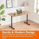 Beech and Black Frame Office Computer Desk