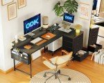L-Shaped Corner Desk with USB Port and Drawers