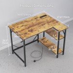 Compact L Shaped Desk with Power Outlets & Storage