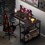 L Shaped Desk with Storage Shelf for Home Office