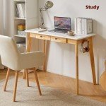Aibiju Small Wood Computer Desk with Drawer