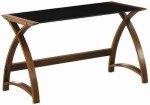 Jual Helsinki Curved Walnut and Black Glass Desk