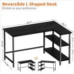 L Shaped Desk with Storage Shelf for Home Office