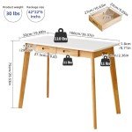 Aibiju Small Wood Computer Desk with Drawer