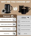 Kepwam Smart Heated Coffee Mug 14oz - Touch Control