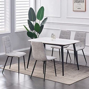 Set of 4 Faux Leather Dining Chairs - Light Grey