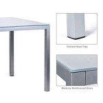 Modern Glass Dining Table with 6 Faux Leather Chairs