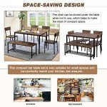 Rustic Brown Dining Table Set with Chairs and Bench