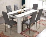 Modern White & Black Dining Table Set with Chairs