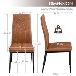 Set of 4 Modern Faux Leather Dining Chairs