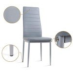 Modern Glass Dining Table with 6 Faux Leather Chairs