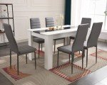 Modern White & Black Dining Table Set with Chairs