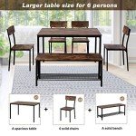 Rustic Brown Dining Table Set with Chairs and Bench