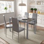 Modern Glass Dining Table with 6 Faux Leather Chairs