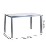 Modern Glass Dining Table with 6 Faux Leather Chairs