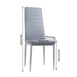 Modern Glass Dining Table with 6 Faux Leather Chairs