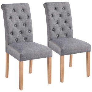 Set of 2 Dark Gray Upholstered Dining Chairs