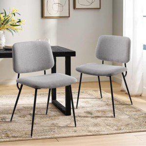 Stylish Grey Upholstered Dining Chairs, Set of 2