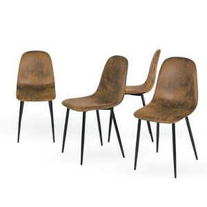 Set of 4 Soft Dining Chairs with Metal Legs
