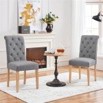 Set of 2 Dark Gray Upholstered Dining Chairs