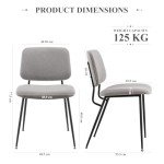 Stylish Grey Upholstered Dining Chairs, Set of 2