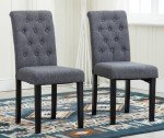 Set of 2 Fabric Dining Chairs with Wooden Legs