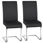 Set of 2 Black Faux Leather Dining Chairs