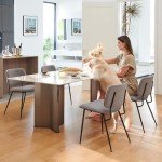 Stylish Grey Upholstered Dining Chairs, Set of 2