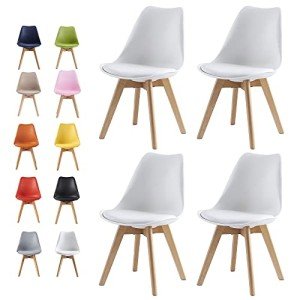 Set of 4 Stylish Retro Dining Chairs in White