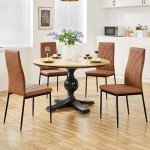 Set of 4 Modern Faux Leather Dining Chairs