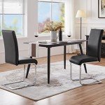 Set of 2 Black Faux Leather Dining Chairs
