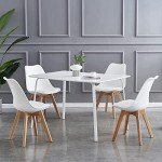 Set of 4 Stylish Retro Dining Chairs in White
