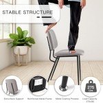 Stylish Grey Upholstered Dining Chairs, Set of 2