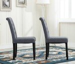 Set of 2 Fabric Dining Chairs with Wooden Legs