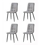 Set of 4 Faux Leather Dining Chairs - Light Grey