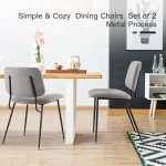 Stylish Grey Upholstered Dining Chairs, Set of 2