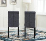 Set of 2 Fabric Dining Chairs with Wooden Legs
