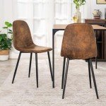 Set of 4 Soft Dining Chairs with Metal Legs